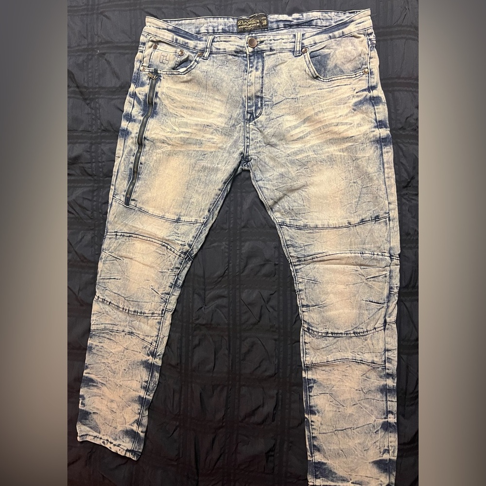 Demolition Statement 80's 90's Paint Splatter Distressed Slim Fit Jeans Sz 38x30